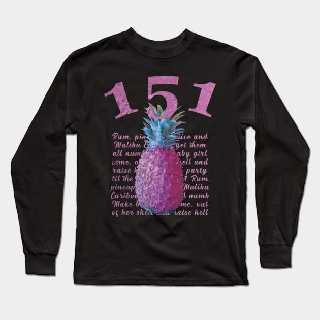 Pink Pineapple Vintage Retro Text Typographic Design Long Sleeve T-Shirt by RedCrunch